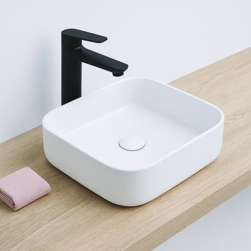 Vasque rectangle à poser LYS en céramique 37 x 37 x 11 cm - blanc mat